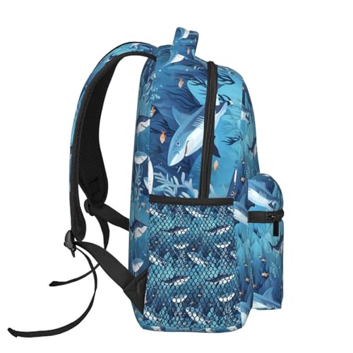 Shark Backpack,Adjustable Shoulder Strap Bookbag Casual Daypack Lightweight Backpack for Men Women3