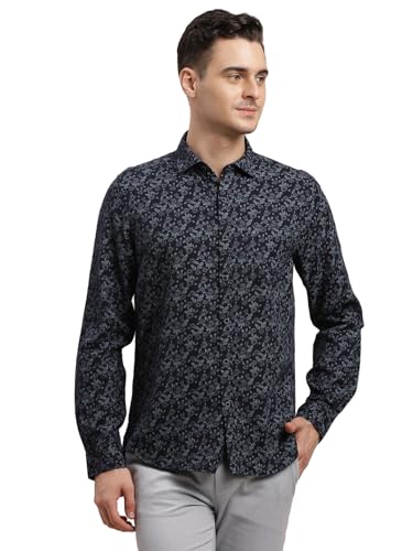 Chemise décontractée homme pur coton imprimé cintré mode masculine Turtle