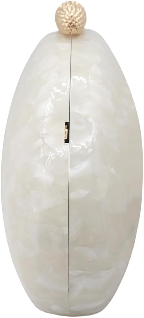 Women Acrylic Evening Clutch Chic Shell Purse Egg Handbag Marble Shoulder Crossbody Bag for Prom Cocktail Party