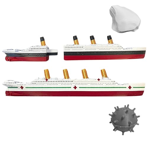 2 pk Split In Half Titanic & Britannic Bath Boat And Pool Toy Break In Half RMS Titanic Toys For Kids Historically Accurate Breakable Titanic Toy Titanic Ship Titanic Cake Topper Titanic Figurine