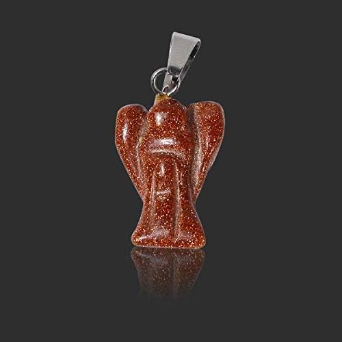 Indian Crystal Company Pocket Guardian Angel Crystal Pendant Necklace, Hand Carved Healing Gemstone Pendant Jewelry ( gold Stone Brown) - Image 3