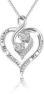 YFN Mother Necklace Mum Gifts from Daughter Sterling Silver Love Heart Pendant Necklace Jewellery for Mum