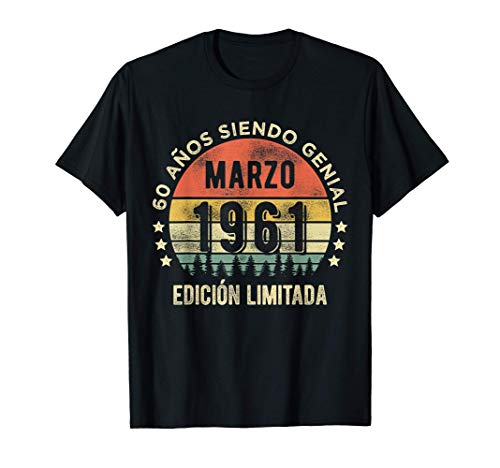 Vintage Marzo 1961 60 años Regalos 60 cumpleaños Camiseta