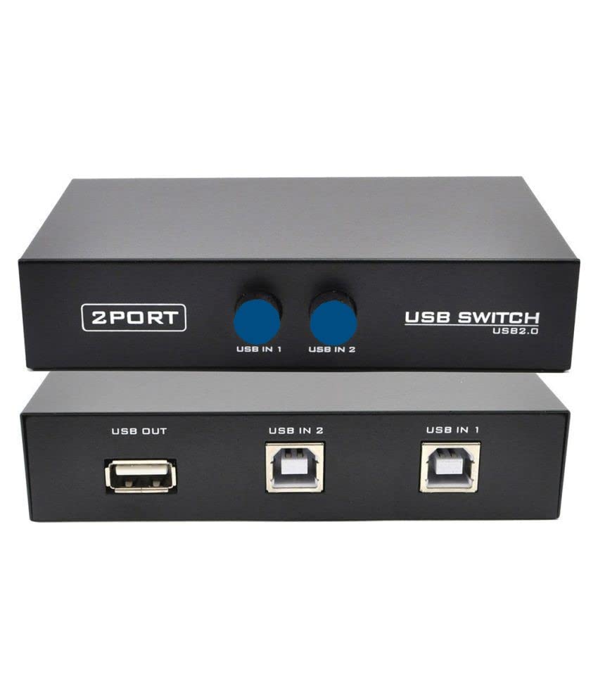 USB 2.0 Sharing Switch Box for 2 Computers to Share 1 Printer key switch support all USB port peripherals such as printers, scanner, plotters all in one machine Bluetooth etc