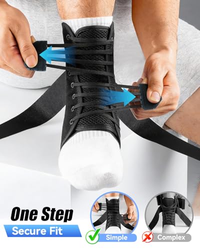 Goldeer Ankle Brace for Sprained Ankle, Quick Lace-Up Ankle Support with Side Stabilizers & Auto-Shaped Pads, Slim Fit Stabilizer for Women Men, Fits in Shoes for Sports, Work & Injury Recovery (L) — view 6