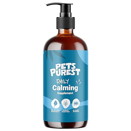 Pets Purest Calming Supplement for Dogs, Cats and Pets. 100% Natural Dog Calming Product for Stressed, Nervous, Reactive Pets with Anxiety. Rich in Omega 3,6 & 9 Fatty Acids.