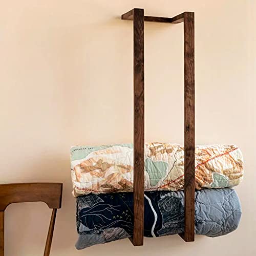 28'' Blanket Wall Rack, Solid Acacia Wood, Handmade Blanket Holder For Room Wall Mounted, Floating Blanket Storage & Display, Wall Decor For Home And Bedroom Organizer #TOP5