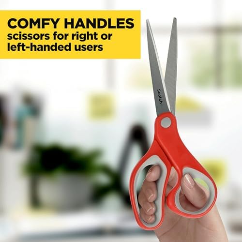 Scotch Scissors, 8" Multi-Purpose Scissors, Stainless Steel, 1 Pair, Red - 4