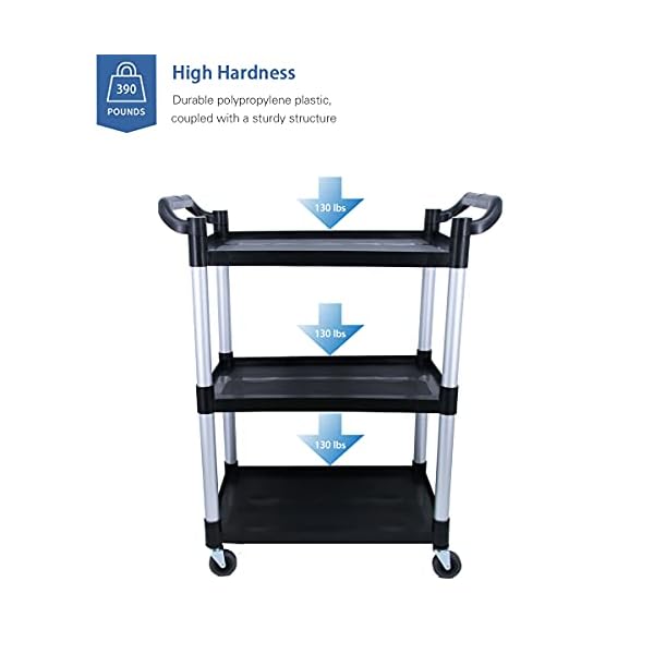 Plastic-Utility-Cart-with-Wheels-Lockable-Heavy-Duty-Restaurant-Cart-Service-Cart-forHomeOfficeWarehouseKitchenWorkshop390-Lbs2-Handles-Black Plastic-Utility-Cart-with-Wheels-Lockable-Heavy-Duty-Restaurant-Cart-Service-Cart-forHomeOfficeWarehouseKitchenWorkshop390-Lbs2-Handles-Black