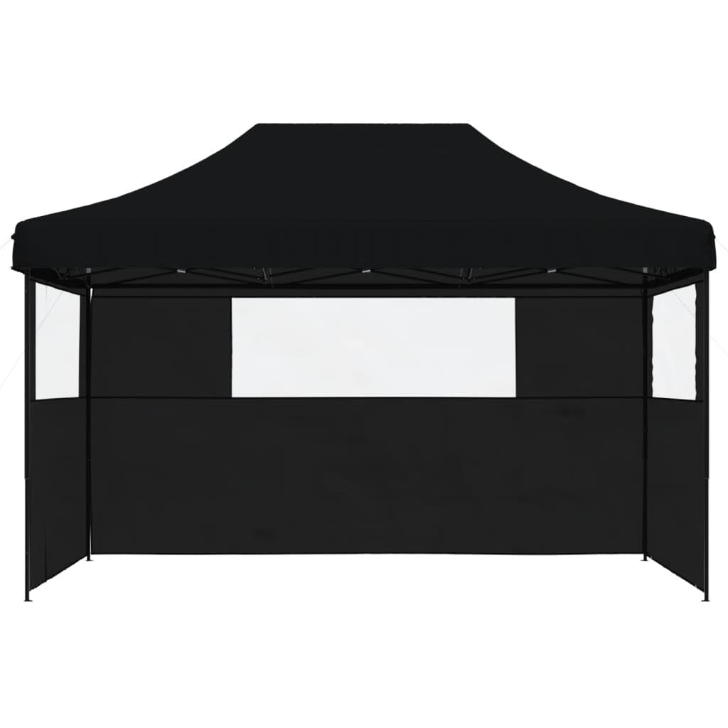 Carpa plegable para eventos con 3 partes laterales en color negro, pop-up con marco de acero, carpa, resistente a la intemperie de Oxford, espaciosa