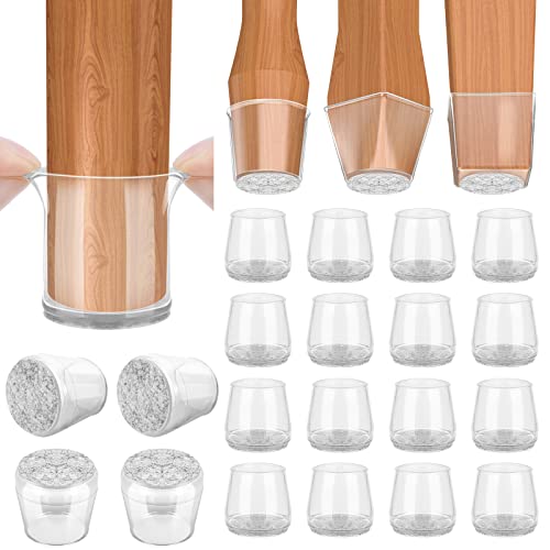 BALEINE Silicone Chair Leg Floor Protectors, Stool Leg Protectors Cap, Non-Slip Chair Leg Caps for Hardwood Floors (Clear-16pcs, Round L) Clear-16pcs Round L