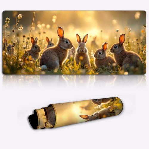 Tapis de souris de jeu antidérapant et grand tapis de bureau 4mm Rassemblement des Lapins