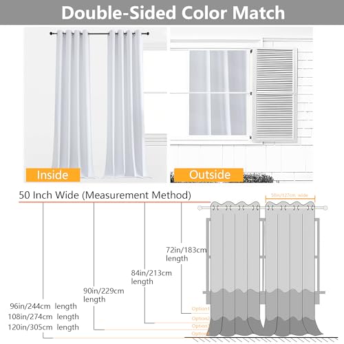 Image of Simplebrand Pure White Light Filtering Curtains for Bedroom Living Room 108 Inches Long 2 Panels Set, Thermal Insulated Curtains & Drapes, Solid Grommet Noise Reducing Window Treatment, W50 x L108