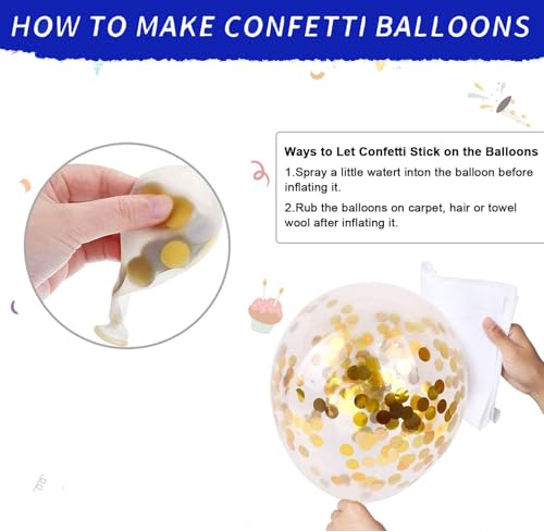 Image of Navy Blue and Gold Balloons,65pcs 12 inch Different Shades Blue Gold Balloon with Metallic Gold Confetti Balloons for Birthday Graduation Wedding Bridal Shower Baby Shower Father's Day