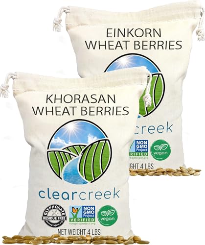 CLEAR CREEK Certified Glyphosate Residue Free Khorasan and Einkorn Wheat Berries | 8 lb (2-4 lb bags) | Non-GMO Project Verified