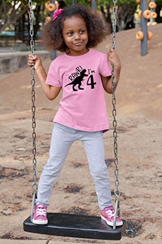 Image of rawr im 4 Year Old Girl Birthday Shirt Dinosaur Roar Four 4th Toddler Outfit Fourth