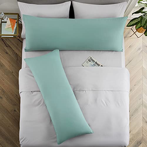 Entisn 2Pcs Body Pillowcases Cover, 1800 Thread Count Brushed Microfiber Body Pillow Case Set Soft And Cozy With Hidden Zipper - 20" X 60", Sage Green #TOP3