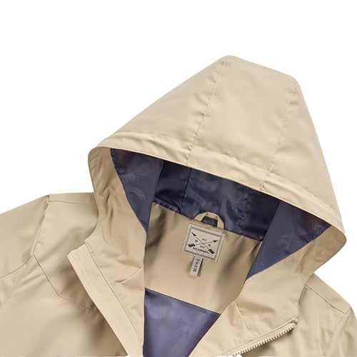 Blu Apparel Women's Waterproof Rain Hooded Jacket Windbreaker Hiking Walking Coat Spring Jackets (UK, Numeric, 14, Regular, Regular, Beige) - Image 3
