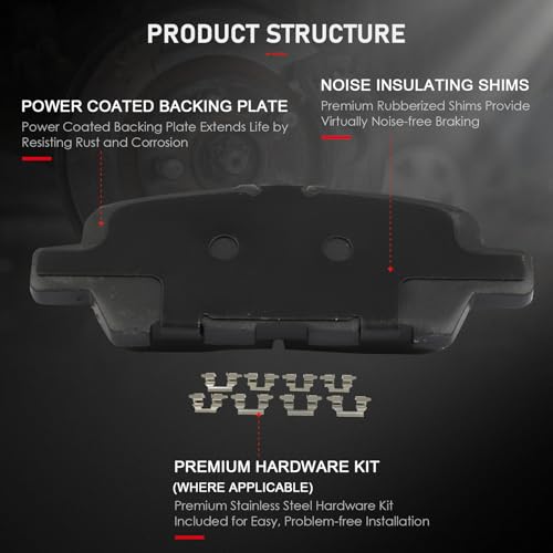 Image of cciyu D1649 & D1415 Front & Rear Ceramic Disc Brake Pads Kit For INFINITI JX35 2013,For INFINITI QX60 2014-2019,For Nissan Murano 2015-2019,For Nissan Pathfinder 2013-2019