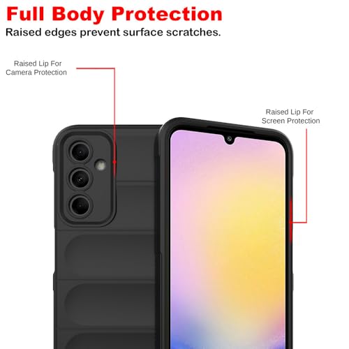 Image of amazon basics Mobile Cover for Samsung Galaxy A25 5G | Full Camera Protection | Liquid Silicon Case | Flexible Bumper Case for Samsung Galaxy A25 5G (Black)