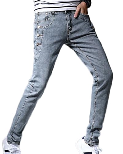 Men's Pants Slim Flexible Comfortable Commuter Trousers Solid Colored Stretch Denim Jeans