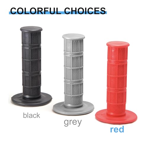 Chiallco 7/8" Motorcycle Hand Grips Dirt Bike Grips for CRF YZF WRF KXF KLX Pit-Bike, Soft Rubber Hand Handlebar Grip, Red