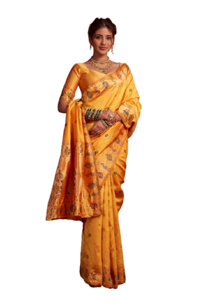 Silk Blend Saree for Women with Rich Zari Woven Pallu & Border | Includes Unstitched Blouse Piece | Traditional Wedding, Festive & Ethnic Wear Saree Collection-image-20