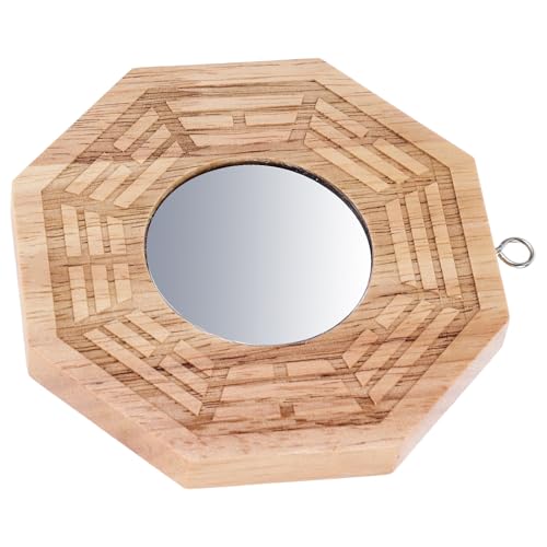 MAGICLULU Espejo Bagua de Madera Marco Redondo para Pared, Decoración Vintage para Dormitorios y Espacios de Trabajo