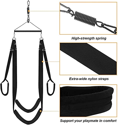 Sex Swing For Sex Aid Adult Swing Set-360°Spinning Trapeze Fluffy Liner Super Soft Swing Kit Indoor Ceiling Swing With Steel Triangle And Spring Support 600 Lbs For Couples Adult - 3Rd Generation #TOP2