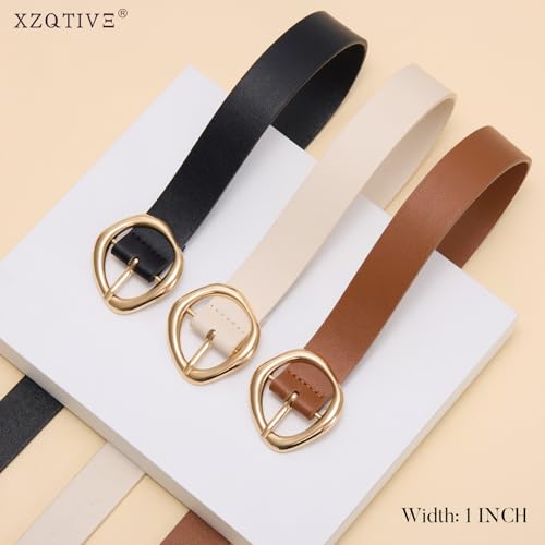 XZQTIVE Women's Faux Leather Belts with Gold Buckle, Fashion Casual Belt for Jeans Pants Dresses3