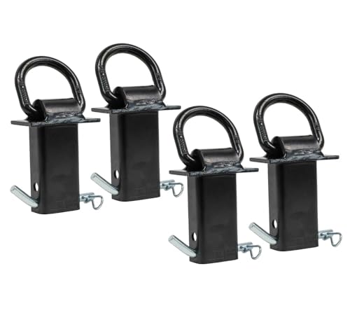 Mytee Products (4 Pack) Heavy Duty Adjustable Trailer Stake Pocket -Small 5/8 Inch Forged D Ring Black Powder Coated w/ 1/2" Hitch Pin, Load Limit 5400 lbs; 2 Adjustable Holes | Stake Pocket D-Ring by Mytee Products - Used condition - US$33.72