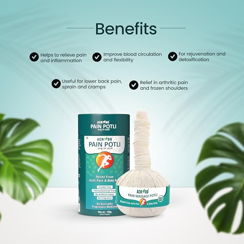 Image of ACHOO Pain Massage Potli - 100% Ayurvedic Herbal Healing Massage For Joint And Muscle Pain Relief | Loosen Up Tense Knotted Muscles, Release Stress And Muscle Tension (1 count)