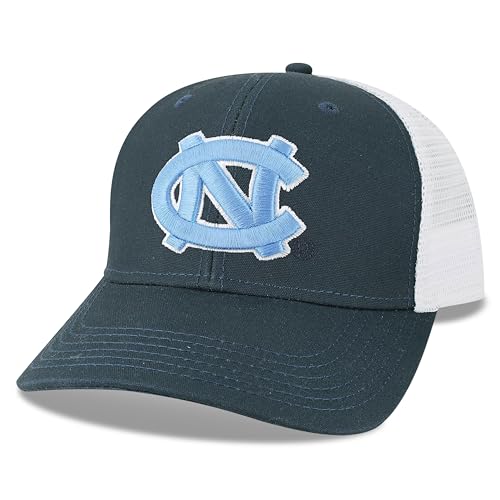 Legacy NCAA Officially Licensed Baseball Hat, North Carolina Tar Heels, Lightweight Cap for Men & Women, Mid-Pro Snapback Adjustable (MPS), Navy/White Trucker, One Size Fits Most, Snapback Closure