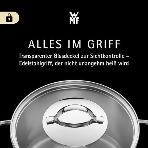 WMF Provence Plus - Batería de Cocina 5 Piezas, Acero Inoxidable Apto para Inducción, 1 Cacerola Baja de 20 cm, 3 Cacerolas Altas de 16 cm, 20 cm y 24 cm, 1 Cazo 16 cm con 4 Tapas de Cristal - imagen 6