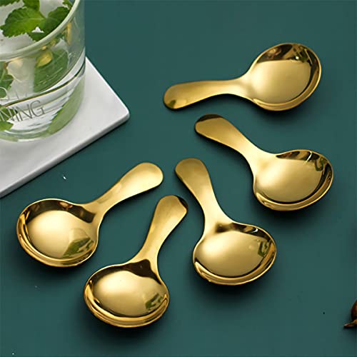 Dadamong Short Handle Spoons Set Of 6, Stainless Steel Mini Salt Spoons For Condiments, Dessert, Tea, Coffee, Cake, Sugar, Stirring Spoon Coffeeware Teaspoon - 3.5 Inches (Gold) #TOP1