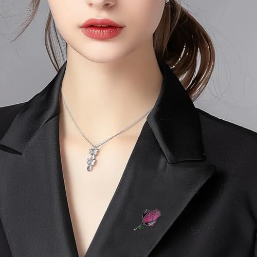 Image of Elegant Floral Brooch Pins for Women - Stylish Personalized Design Rhinestone Lapel Pin Jewelry for Ladies Flower Sweater Scarf Coat Dress Brooches and Pins for Women