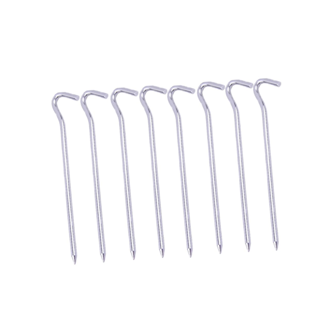 Piquets de tente de jardin ronds argentés avec pointe biseautée - Lot de 8