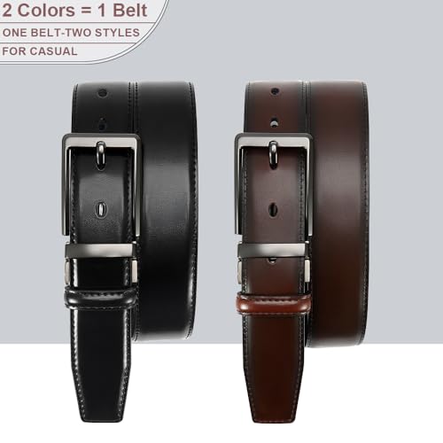 Image of DOOPAI Reversible Leather Belt for Men 1.25 inch - Dual Sided Dress and Casual Belt, Trim to Fit, 2 Styles in One Belt