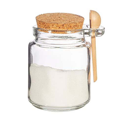 StoreCORE Glass Jar with Cork Lid and Spoon - Modern, Durable Container for Kitchen, Bath, and More - Compact and Versatile Design for Grains, Coffee, Bath Salts