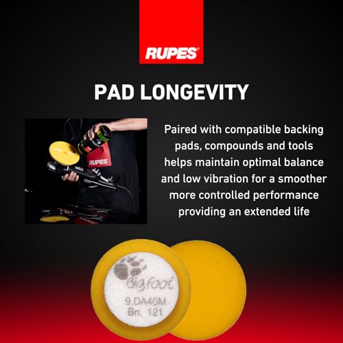Image of RUPES 40mm Pack of 6 Yellow D-A Fine Wool Polishing Pads | Ideal for Paint Correction & Gloss Enhancement | Improves Finishing Performance | Compatible with 1.5 inch Backing Plate