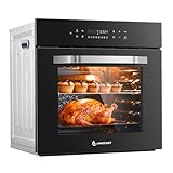 AMZCHEF Wall Ovens 24 inch Electric: 2800w Single Wall Oven with 8 Cooking Modes, 2.72 Cu.Ft. Electric Wall Oven, Convection Oven with Touch Control, Black