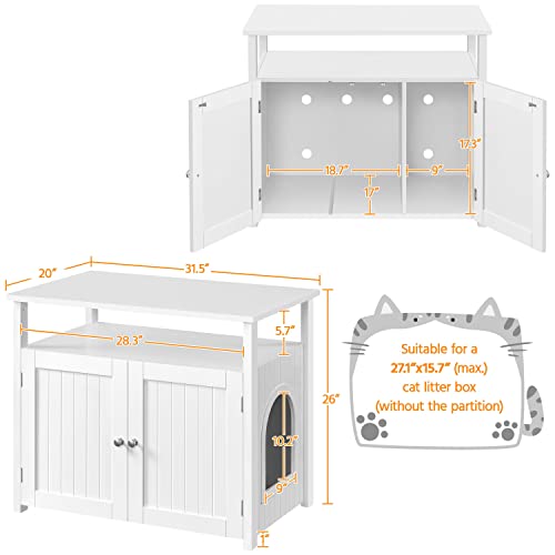 Yaheetech Cat Litter Box Enclosure, Hidden Cat Washroom with Storage