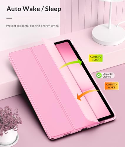 Image of MoKo Case for Samsung Galaxy Tab A11+ Plus 11 inch 2025, Flowers Pink | Fit Samsung Galaxy Tab A9+ Plus 2023 with Soft TPU Translucent Back Protective Cover Trifold Stand Case, Auto Wake /Sleep