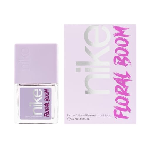 NIKE - Floral Boom 30 ml, Colonia Mujer, Perfume Formato Viaje en Spray, Eau de Toilette Natural y Femenina, Aroma Almizclado Floral, Fragancia Dulce, Intensa y de Larga Duración