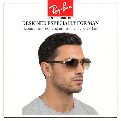 Image of Ray-Ban RB3386 Pilot Shaped Sunglasses for Men with Official RAYBAN Eyewear Kit