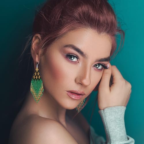 Bohemian Large Long Tassel Beaded Earrings Handmade Boho Native Statement Big Fringe for Women2