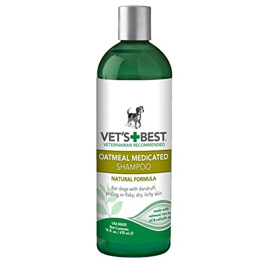 Vet's Best Champú de Avena medicado para Perros Alivia la Piel Seca del Perro, Limpia, hidrata y acondiciona la Piel y el Pelaje, 470ml