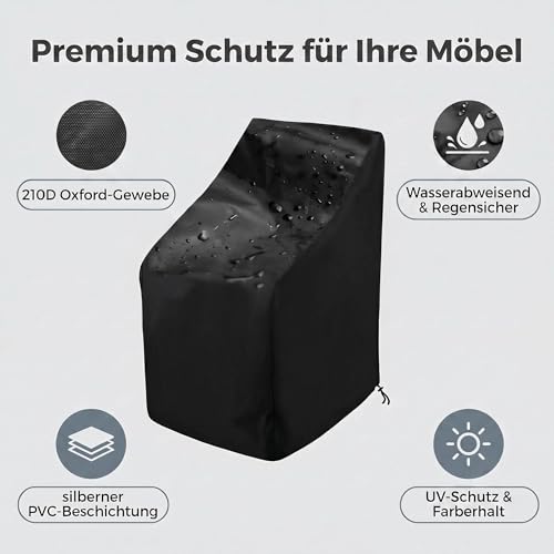 Ricyea Gartenstühle Abdeckung, Schutzhülle für Stapelstühle Winterfest Abdeckhaube Gartenstuhl Stuhlüberzug UV-Beständig Abdeckhülle für Gartenmöbel, 64x64x70/120 cm