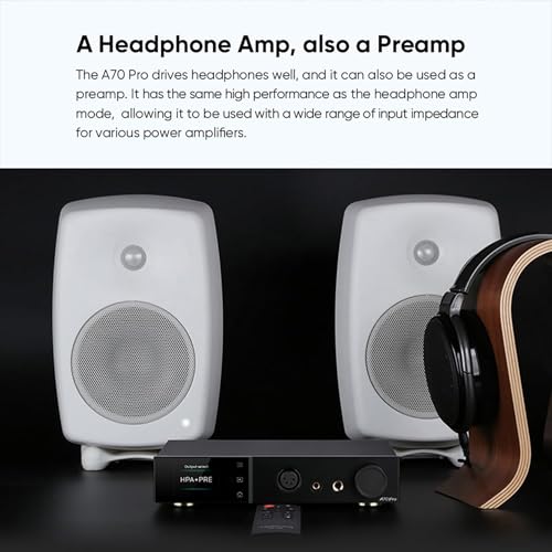 Image of Topping A70Pro Fully Balanced Headphone Amplifier 17000mWx17000mW HPA, RCA /XLR /TRS /EXT to 4.4mm /6.35mm /4-Pin XLR Headphone Amp RCA XLR Output Preamp with 12 Trigger for Earphone / /IEMs (Black)