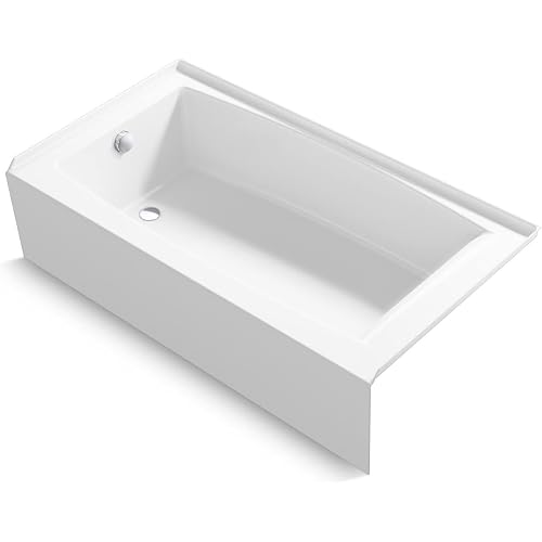 Kohler K-26108-LA-0 Entity 60" x 32" Alcove Bath, Left Drain Location, White (Drain Not Included)